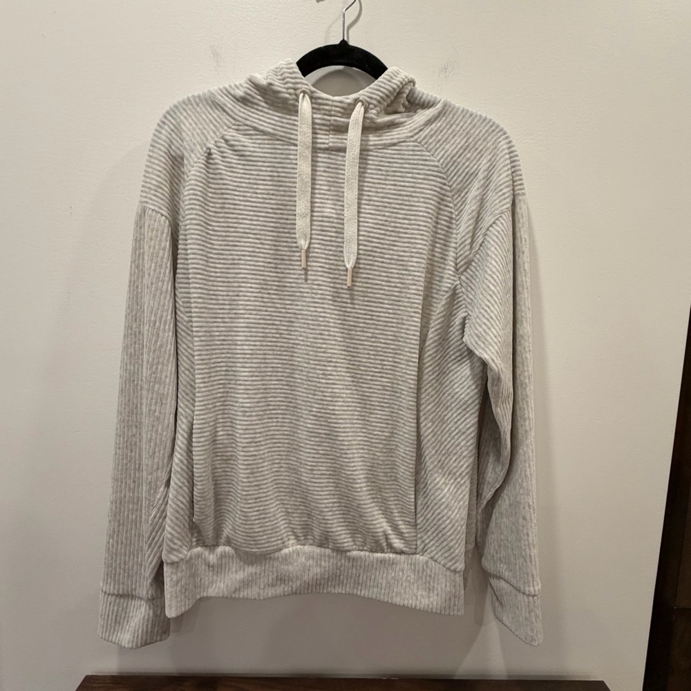 ✅ MTA Sport med Light Gray Ribbed sweatshirt Hoodie athletic cozy casual lounge